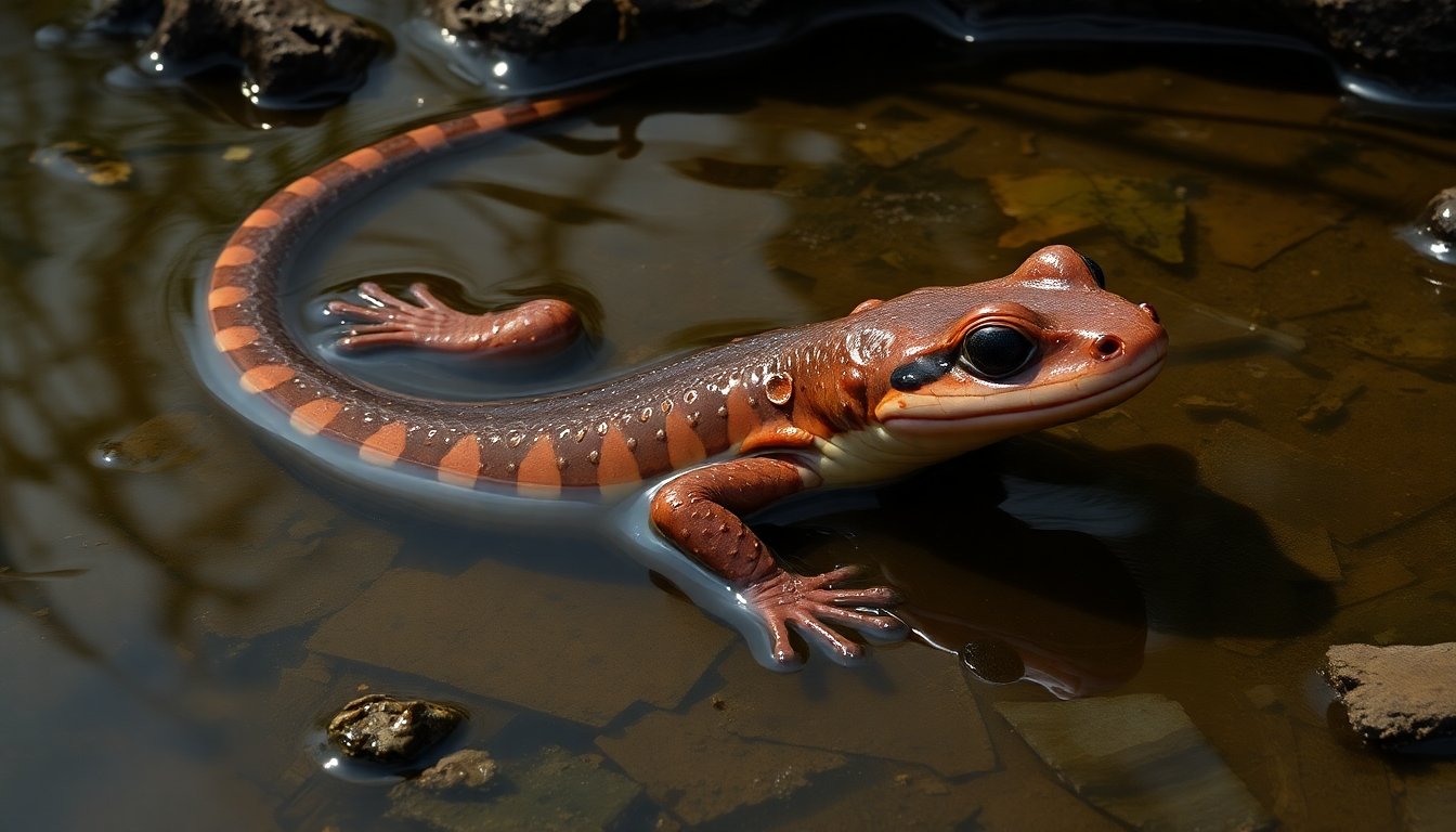 Salamandra afectada por contaminación
