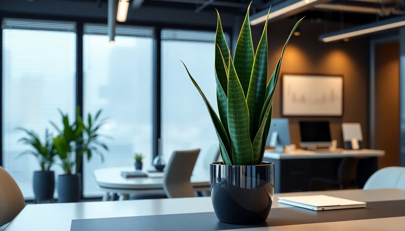 Sansevieria en oficina moderna