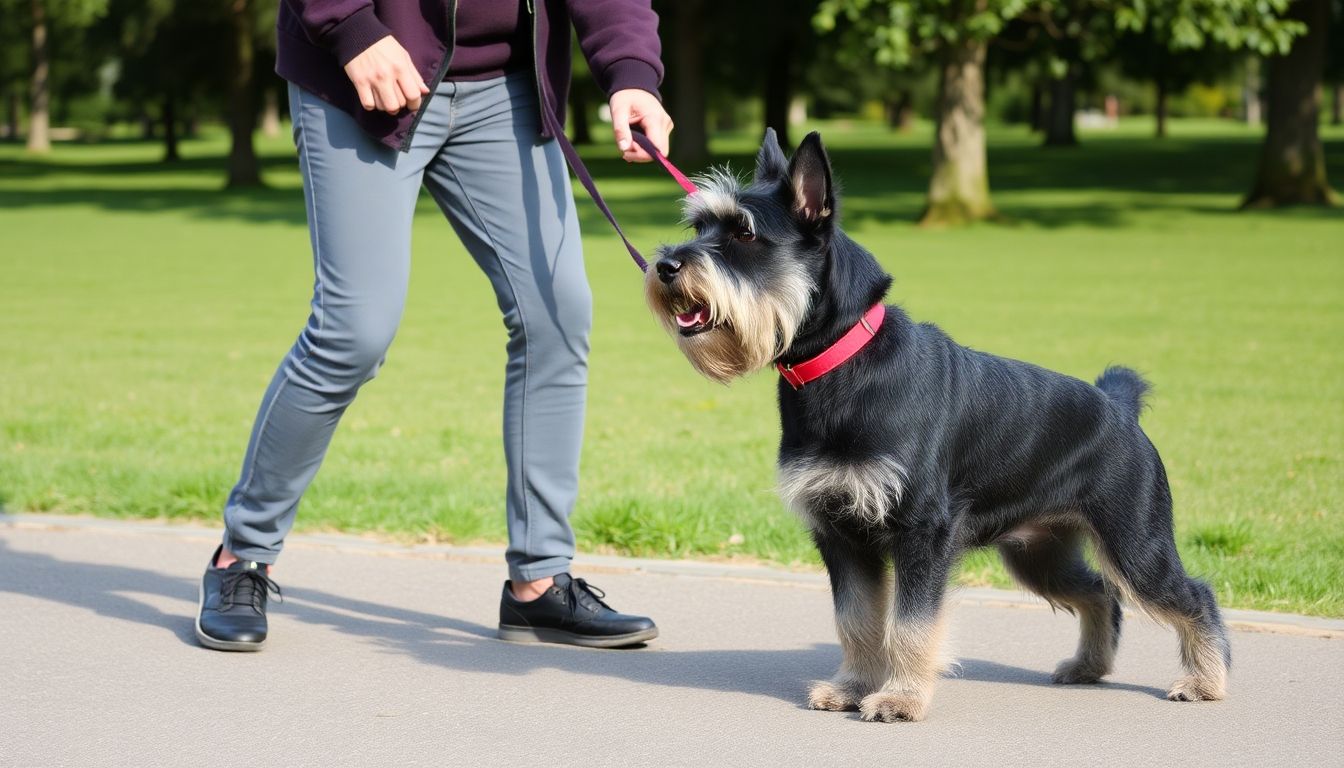 Schnauzer mediano en entrenamiento