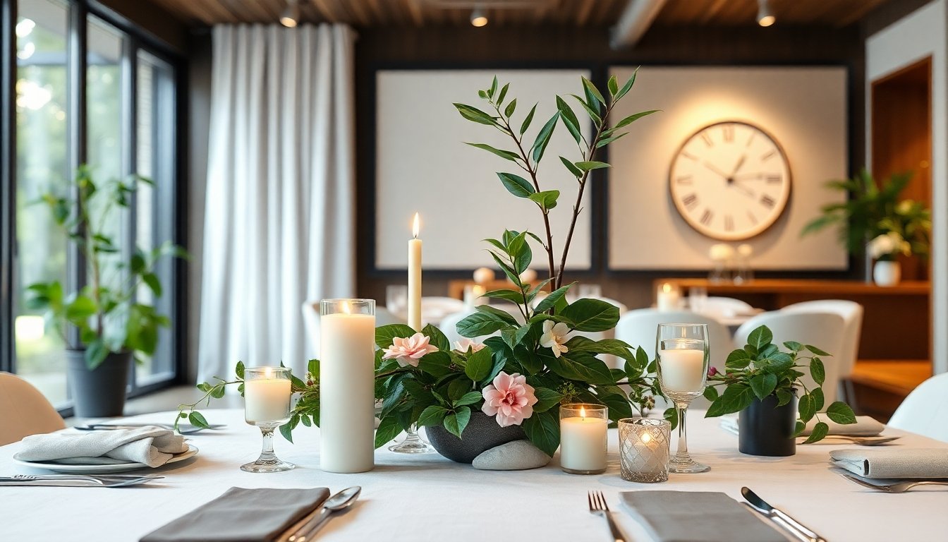 Siempreviva en un centro de mesa elegante