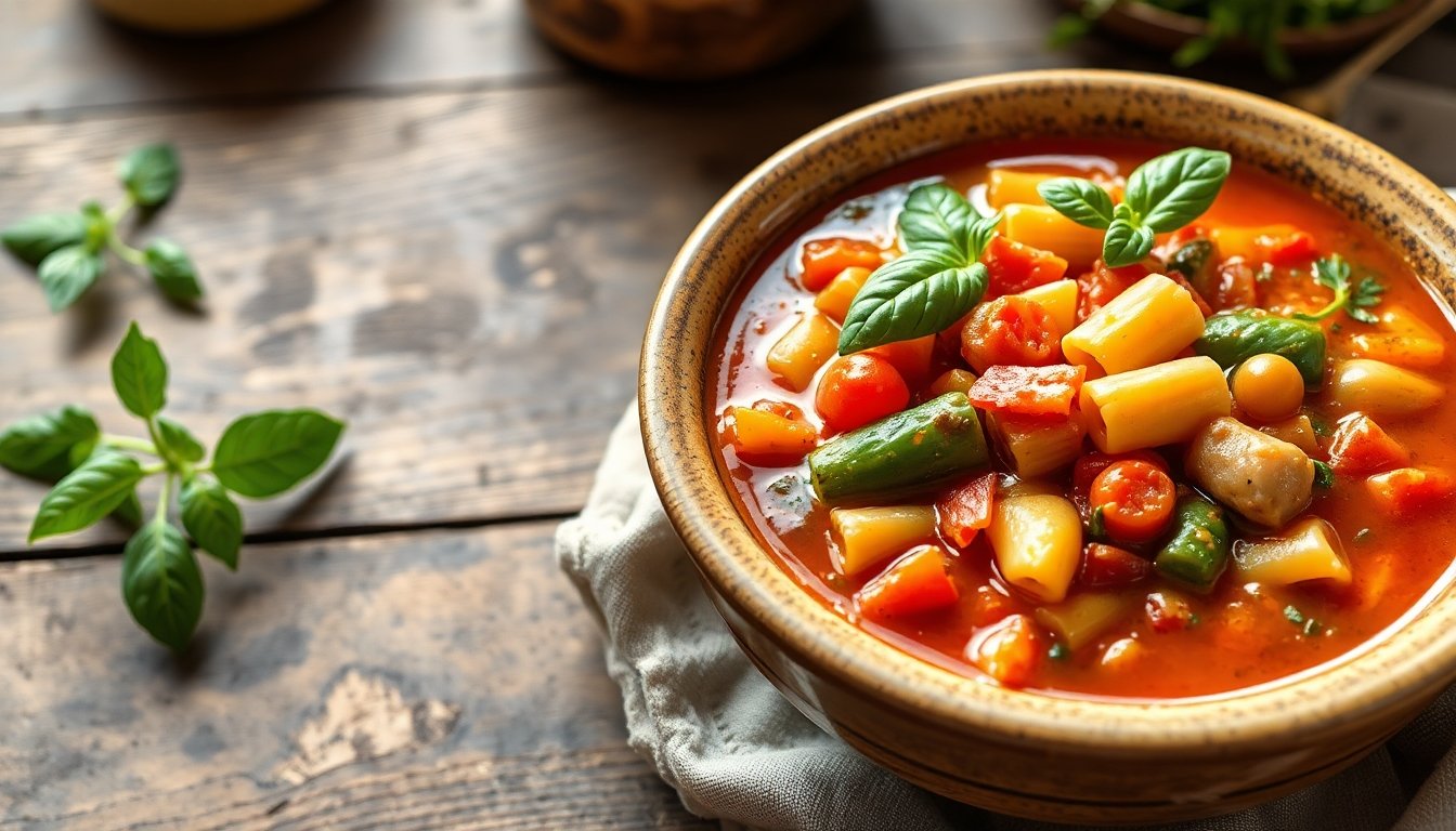 Sopa minestrone vegetariana
