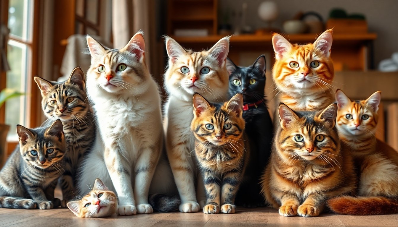 tamaño y pelaje de gatos