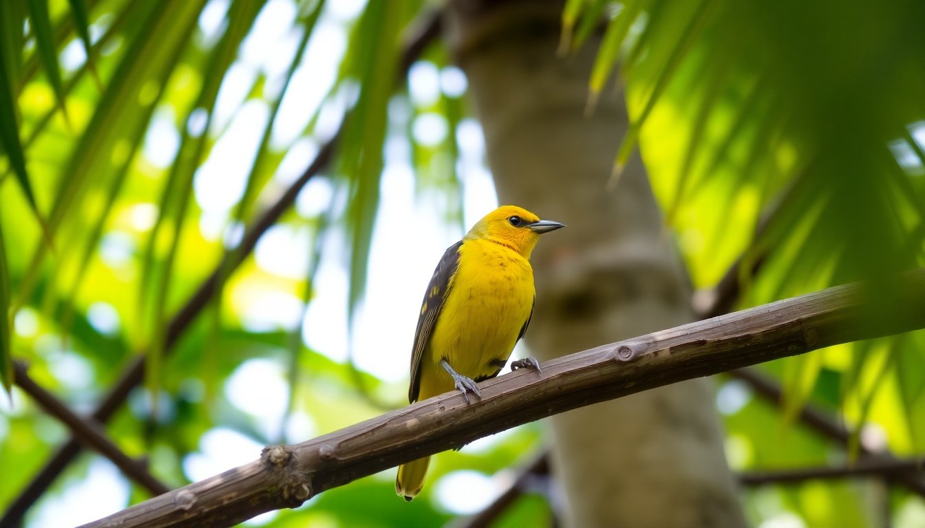 Tangara amarilla en su entorno natural
