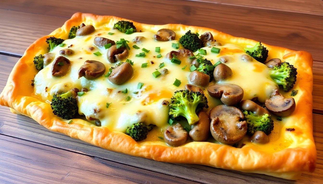 Tarta de brócoli y champiñones