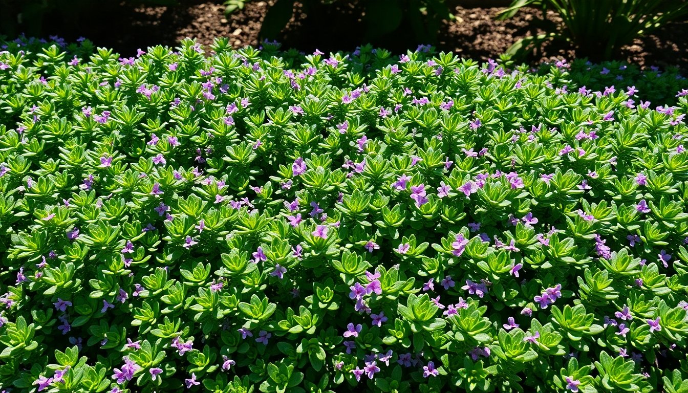 Tomillo rastrero en el jardín