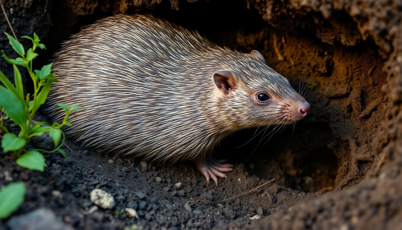 Topo animal en su hábitat natural