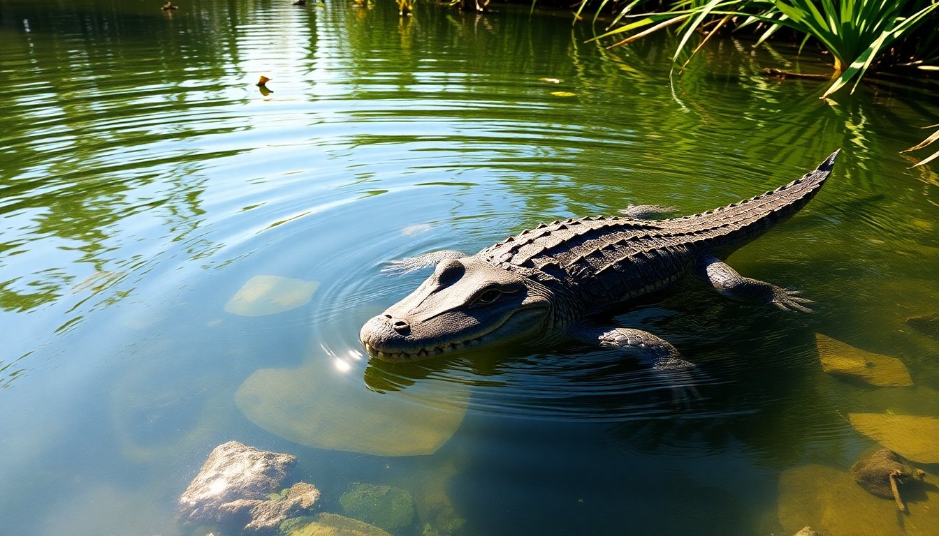 tortuga aligator nadando en río