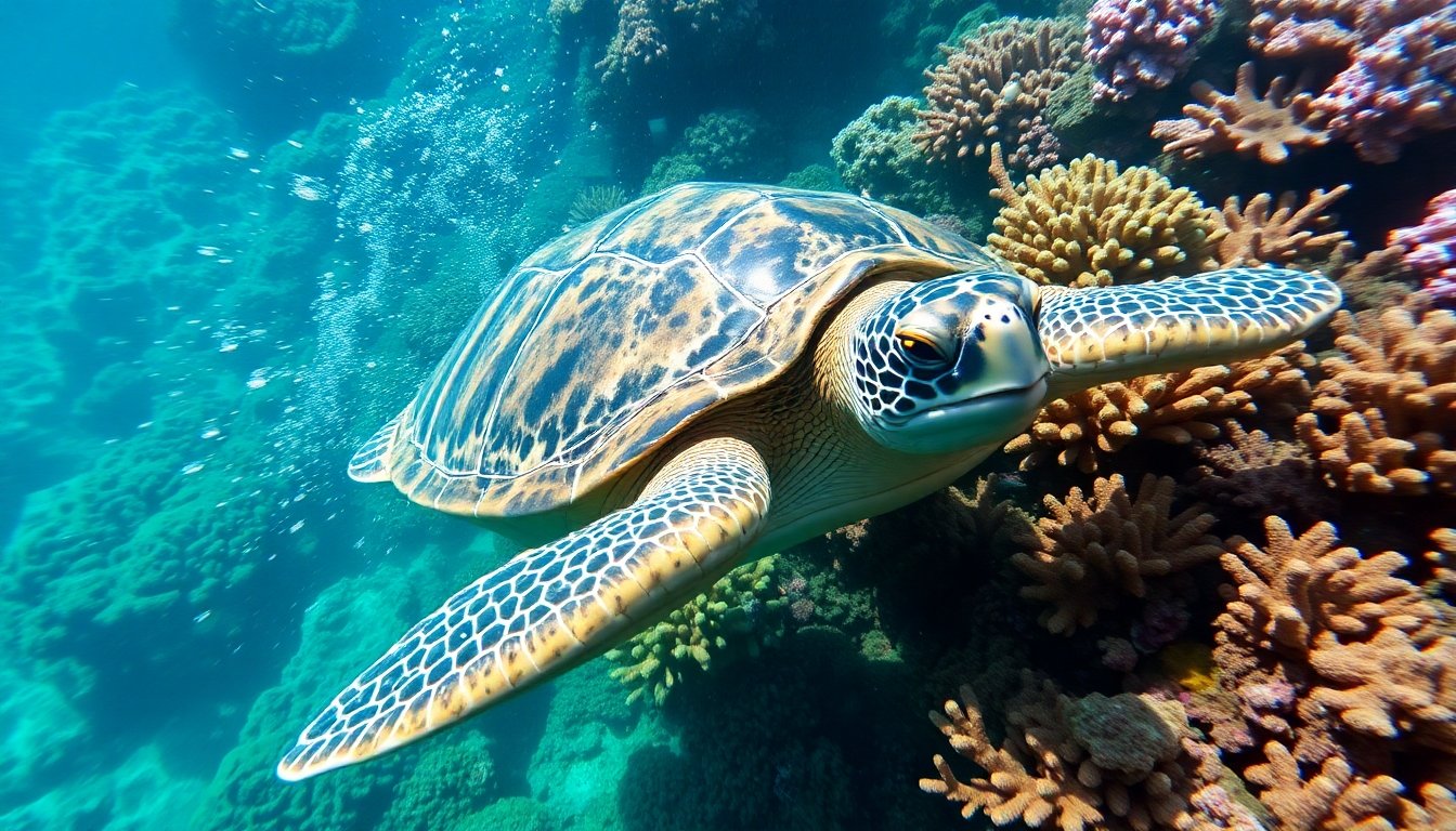 Tortuga boba alimentándose en el océano