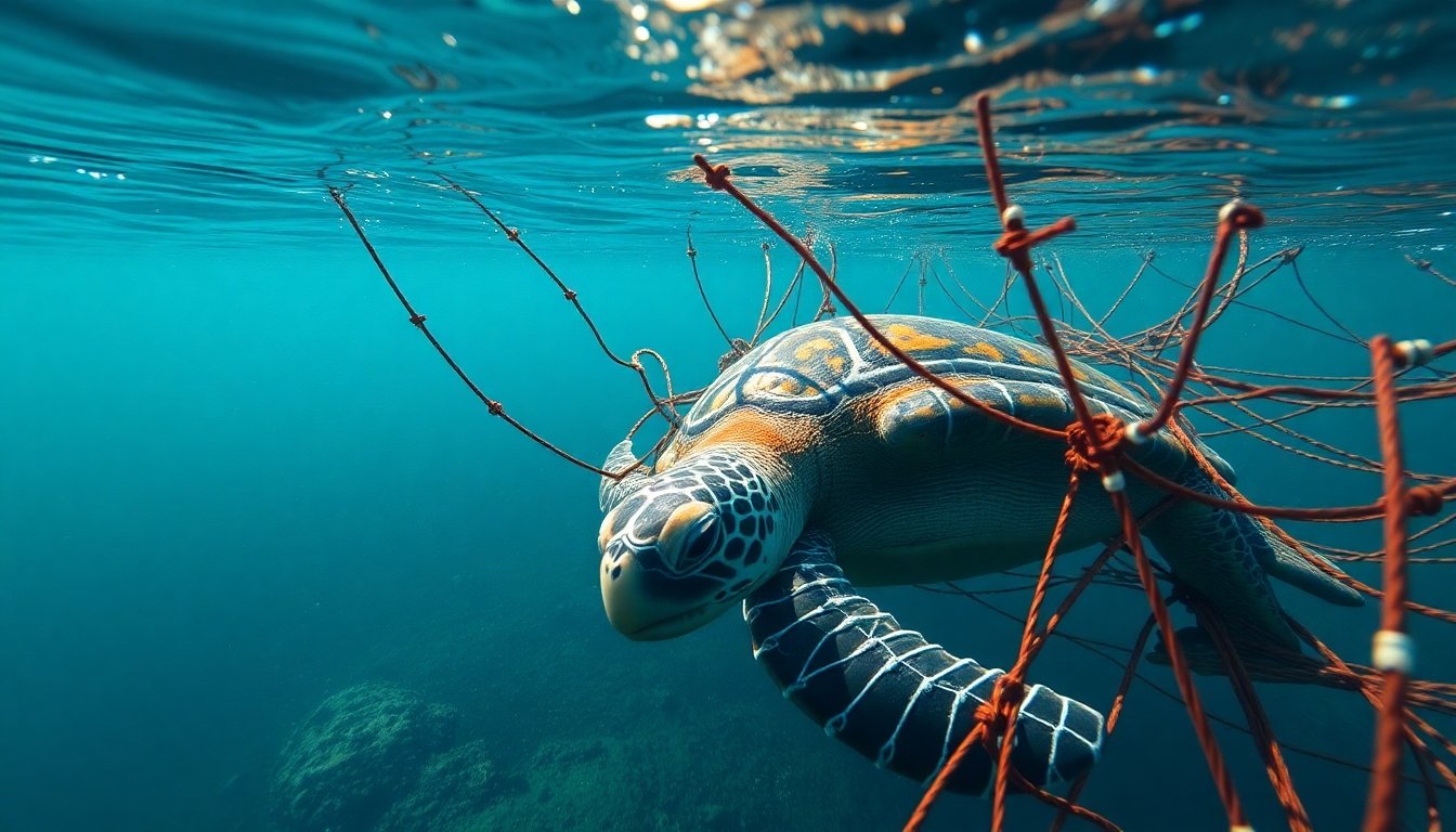Tortuga californiana atrapada en redes de pesca