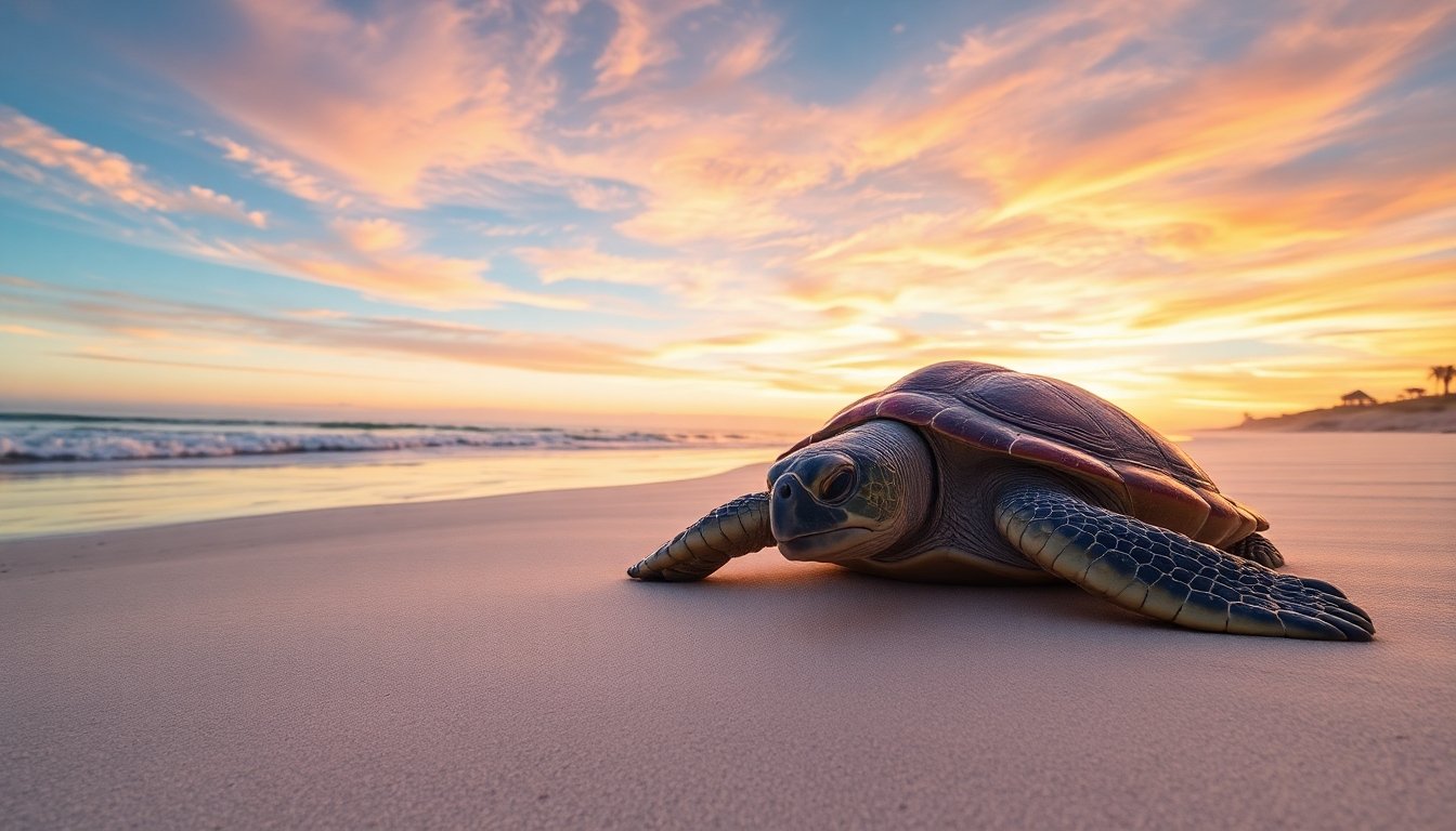 Tortuga californiana descansando en la playa