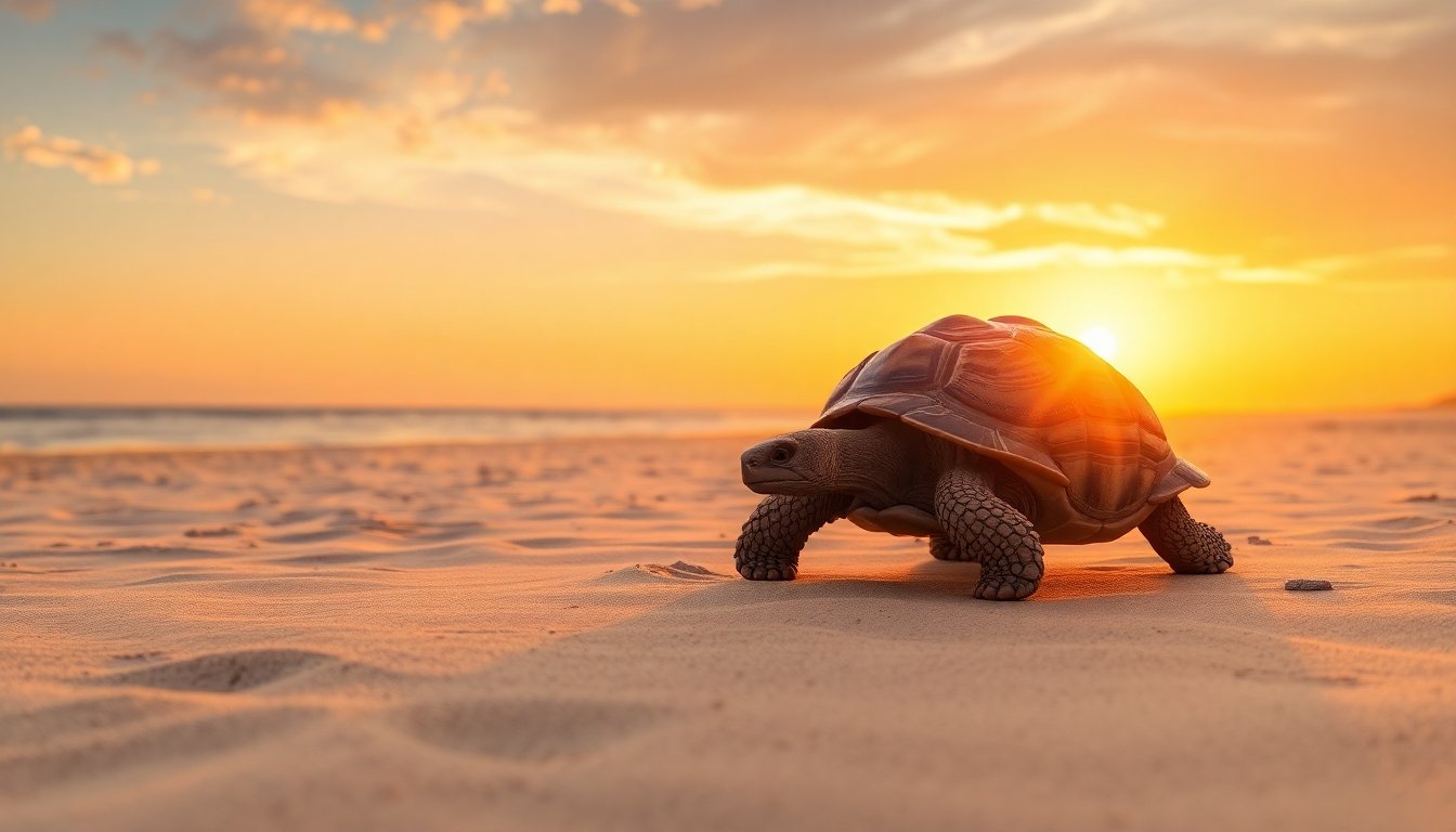 Tortuga caminando en la playa