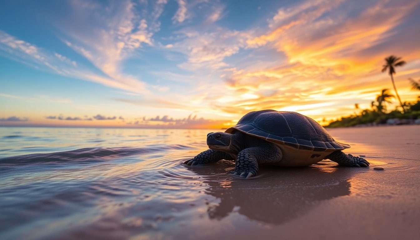 tortuga carey en proceso de anidación