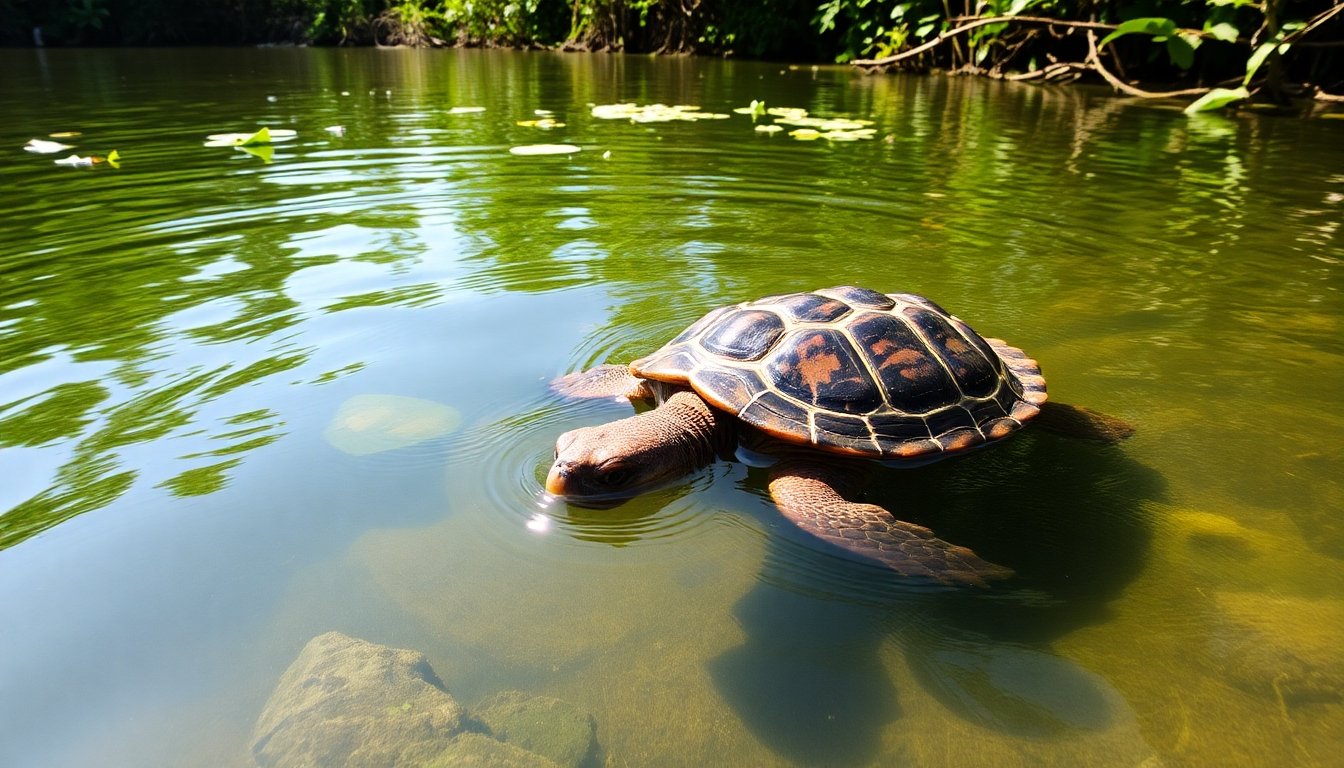 Tortuga charapa en su hábitat natural