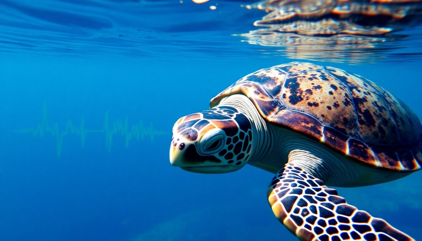 Tortuga detectando vibraciones en el agua