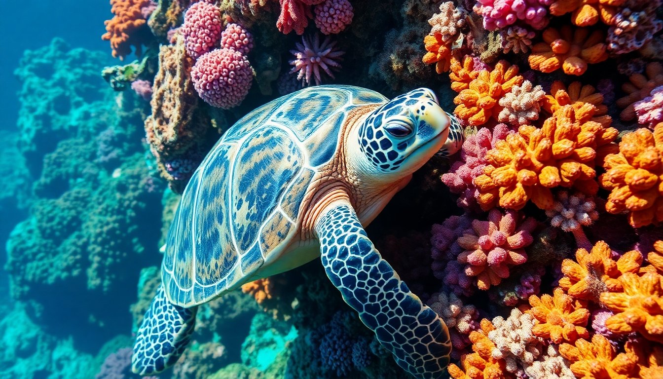 Tortuga diamante en un arrecife de coral