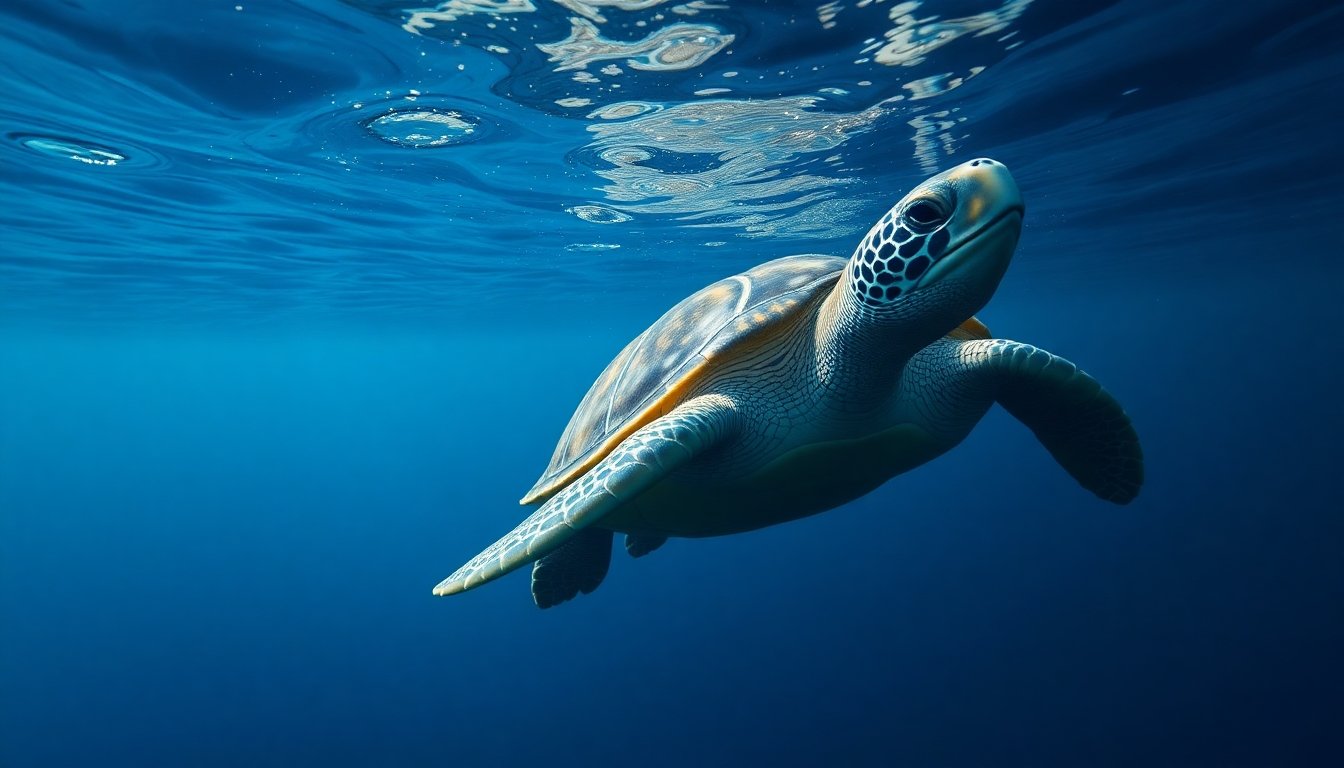 Tortuga mariana en el océano