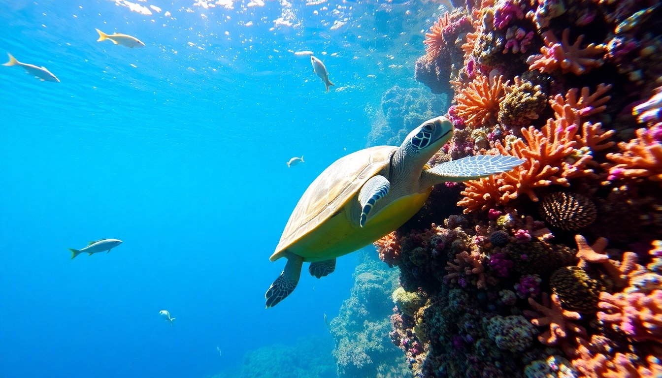Tortuga marina en un arrecife de coral