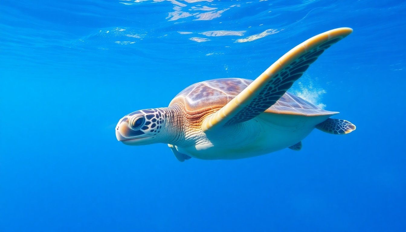 Tortuga nadando rápidamente