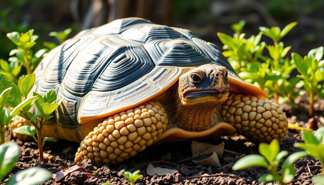 Tortuga pavo real alimentándose