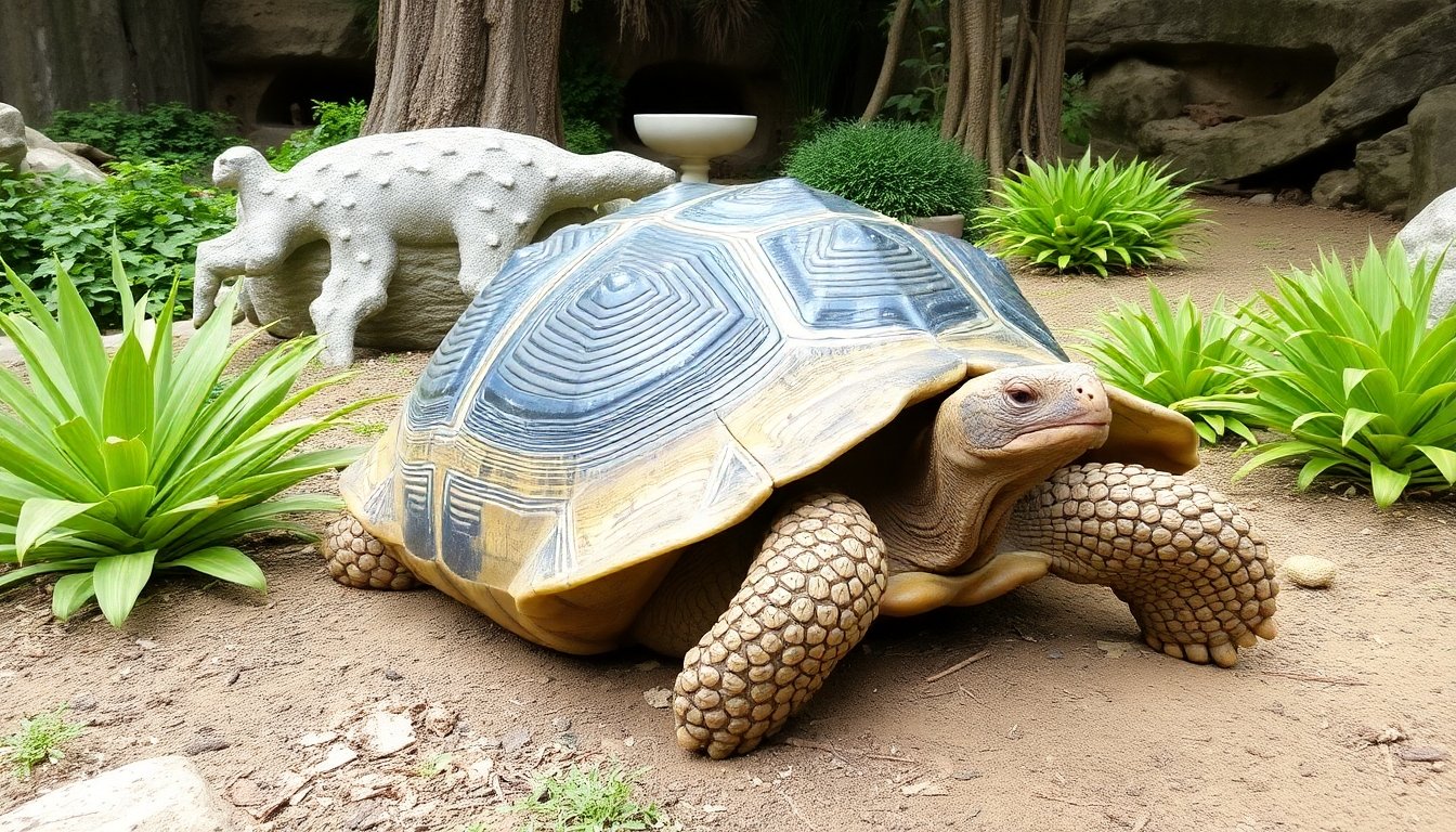 Tortuga pavo real en un entorno enriquecido