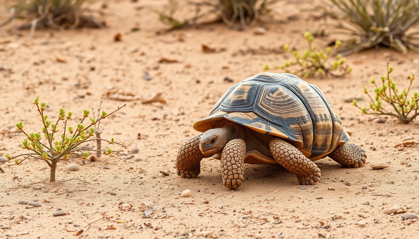 Tortuga terrestre en su hábitat natural