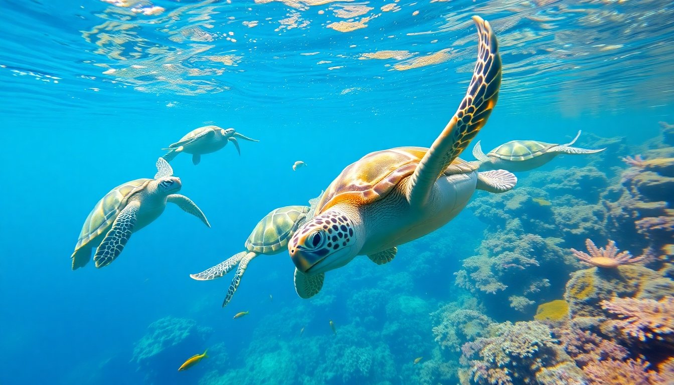 Tortugas marinas nadando en el océano