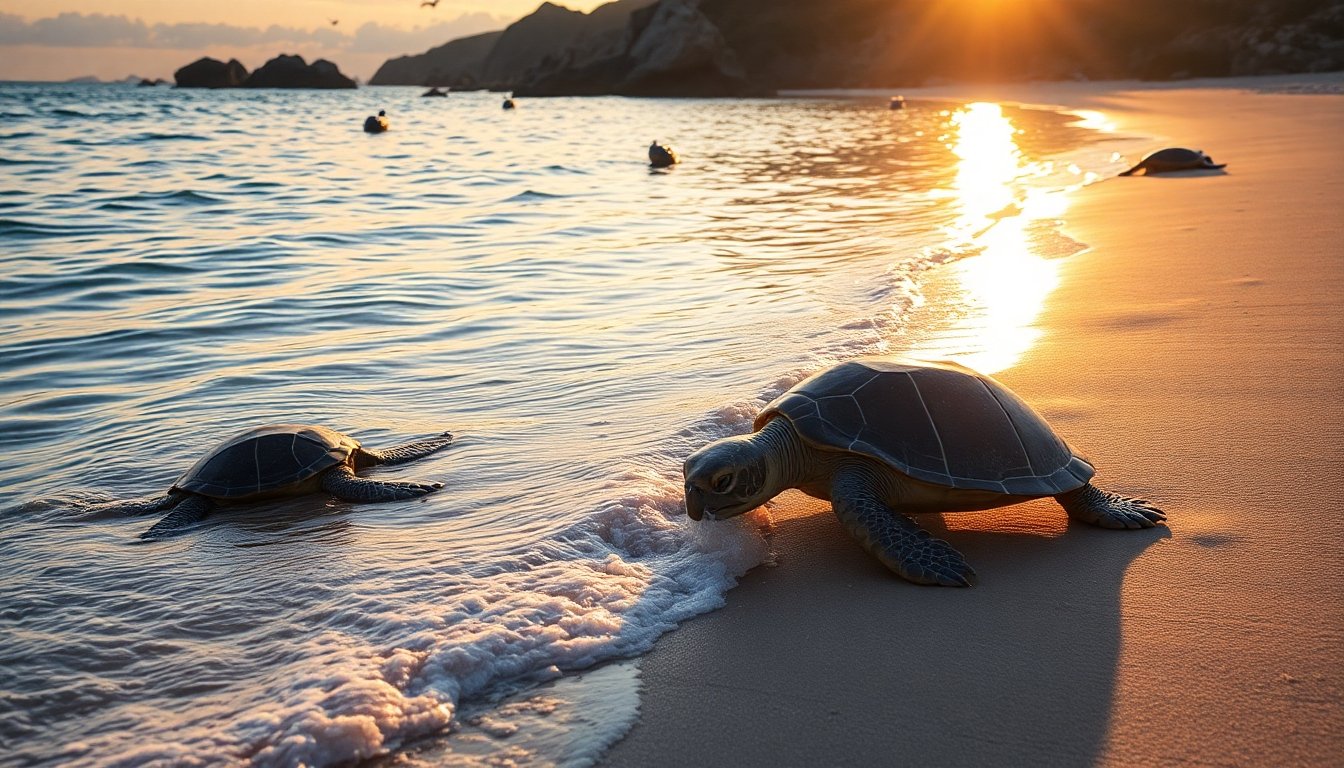 Tortugas ovíparas en la playa