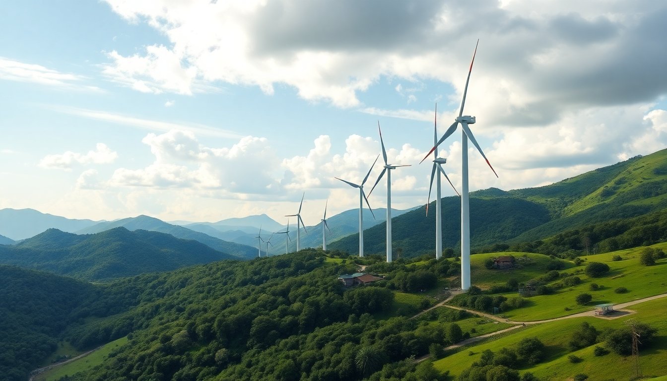 Turbinas eólicas en un paisaje natural