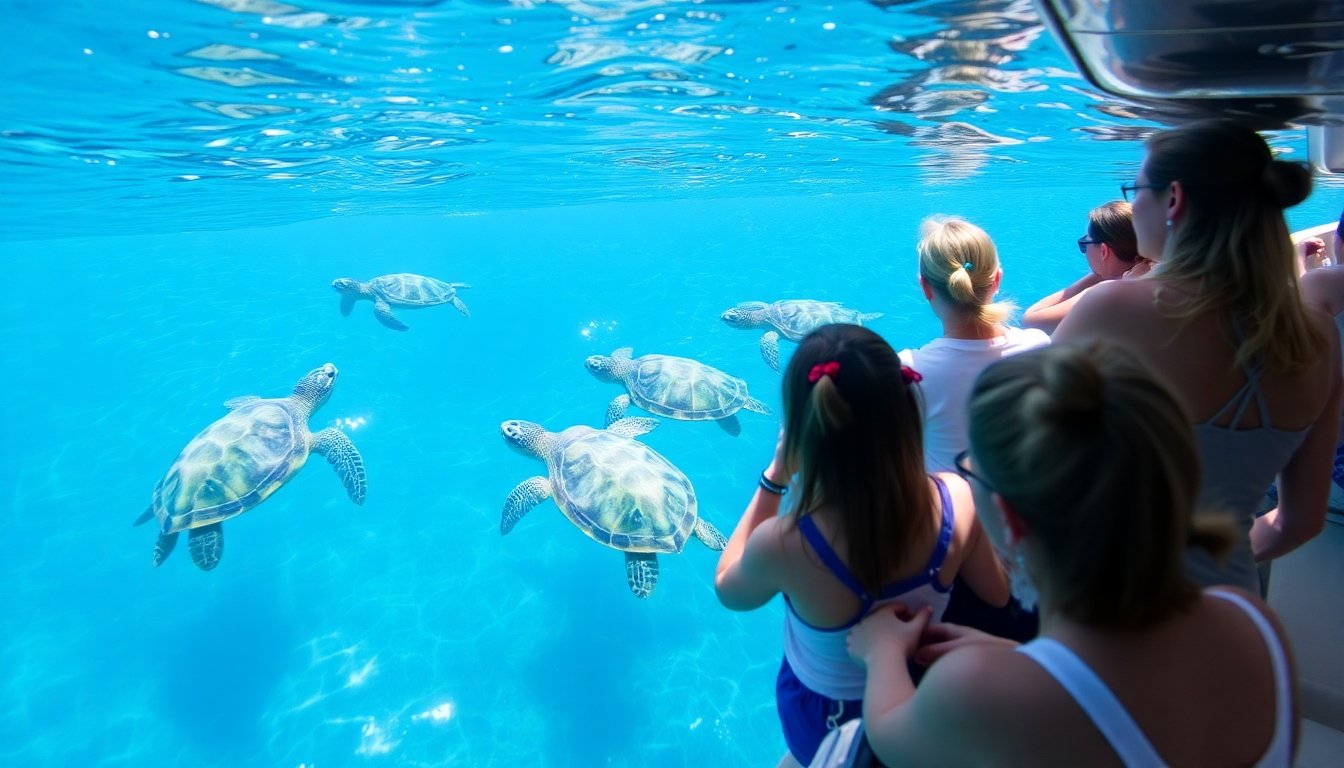 Turistas observando tortugas marinas en su hábitat natural