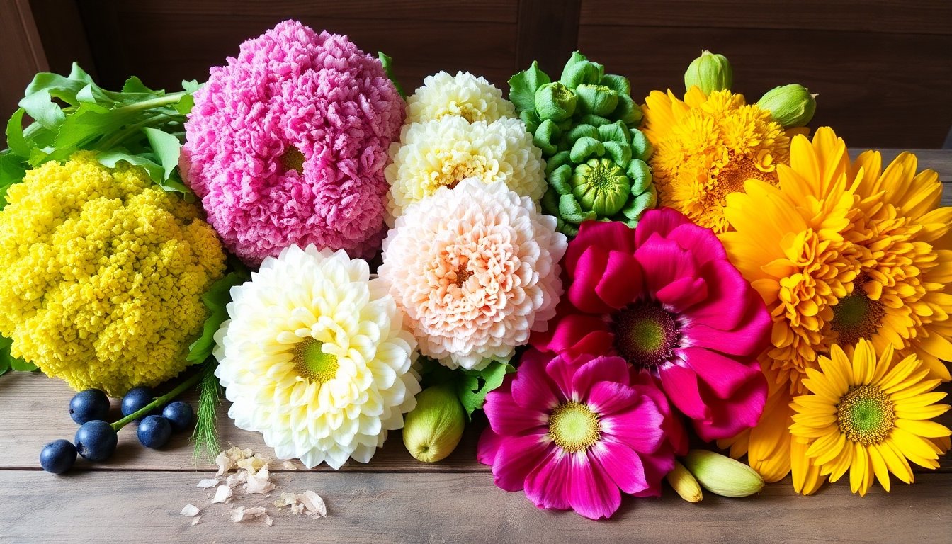 Variedad de coles frescas