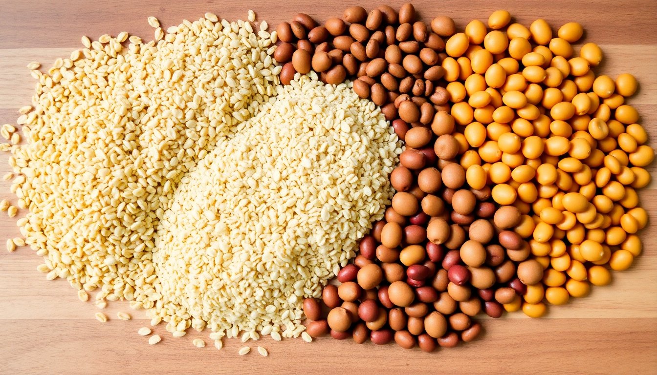 Variedad de granos enteros y legumbres