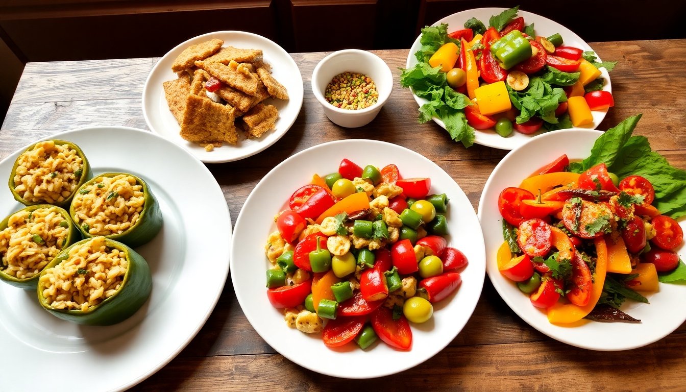 Variedad de platos con pimientos básicos