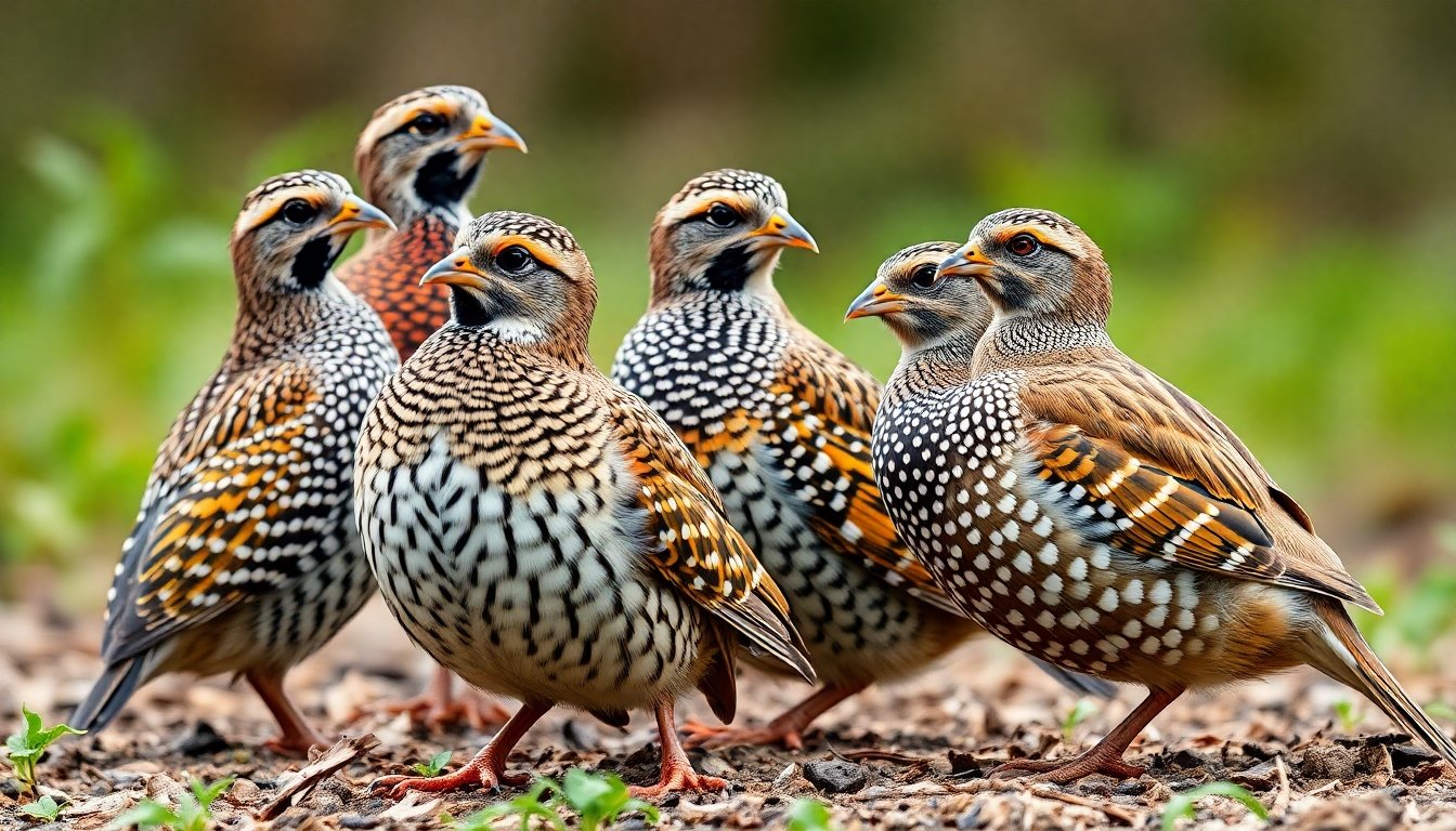 Variedad de plumajes en codornices