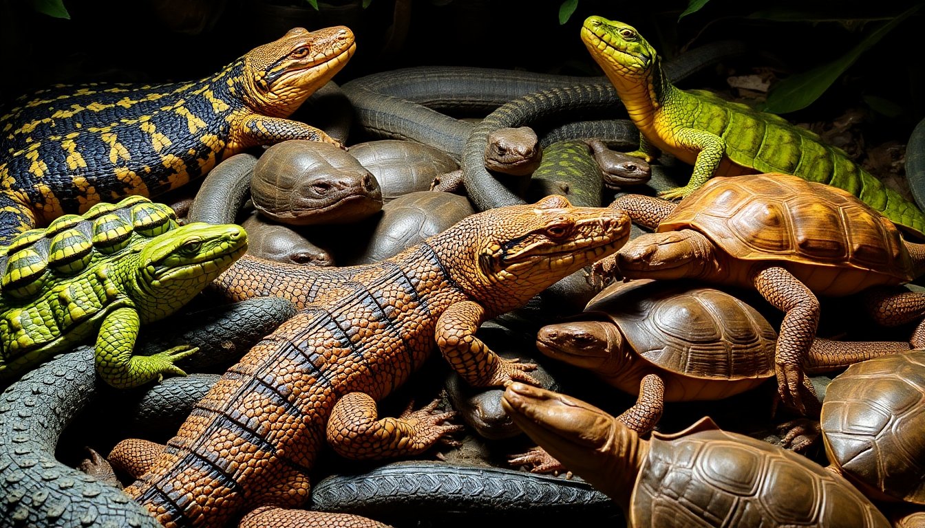 Variedad de reptiles en libertad