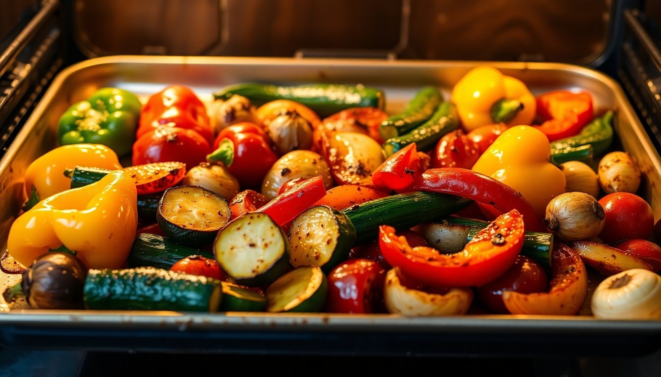 Variedad de vegetales asados al horno