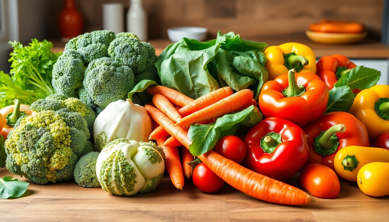 Variedad de verduras para una dieta saludable