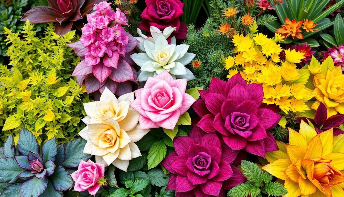 Variedades de siempreviva en un jardín