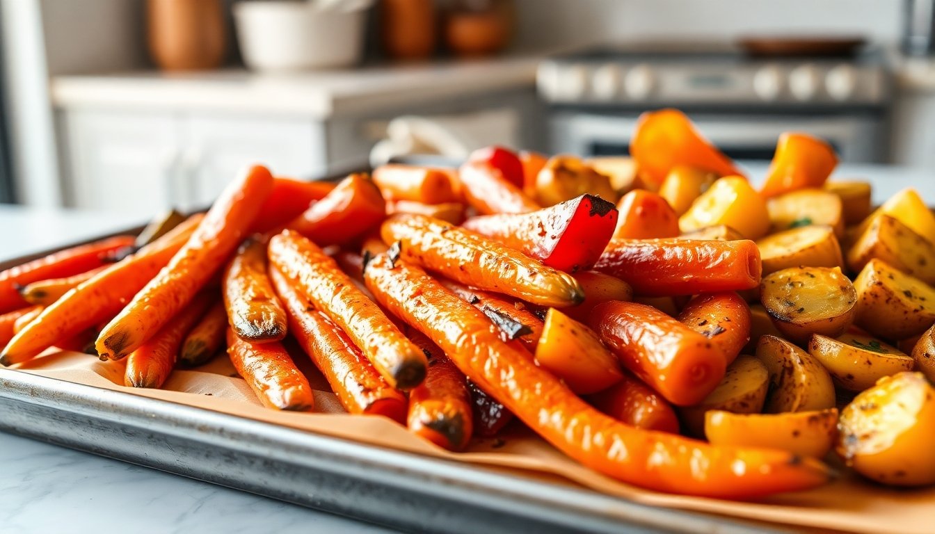 Vegetales al horno perfectamente dorados